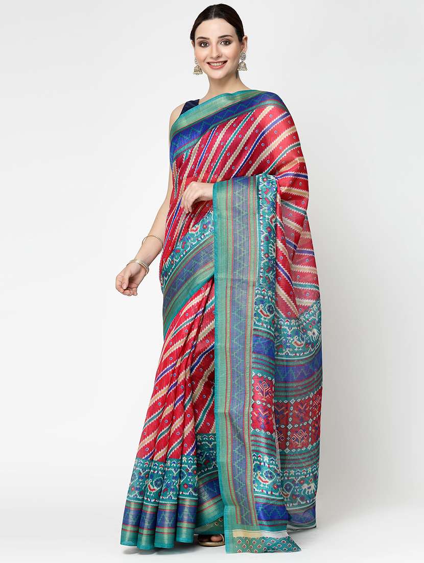 women printed casual wear saree with blouse - 21720222 - Standard Image - 1