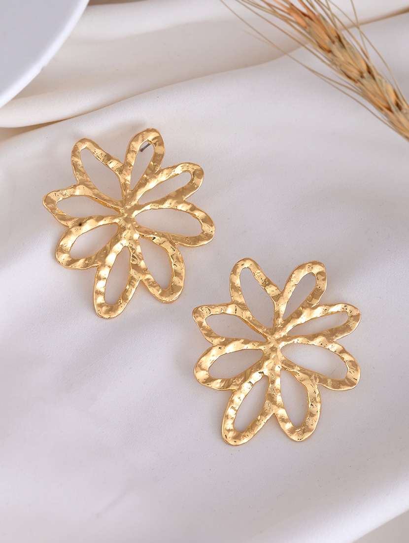 women gold metal drop earrings