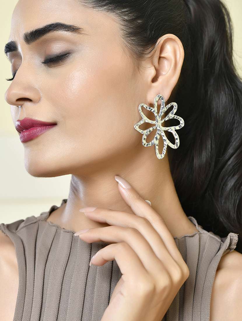 women silver metal drop earrings - 21720266 -  Standard Image - 4