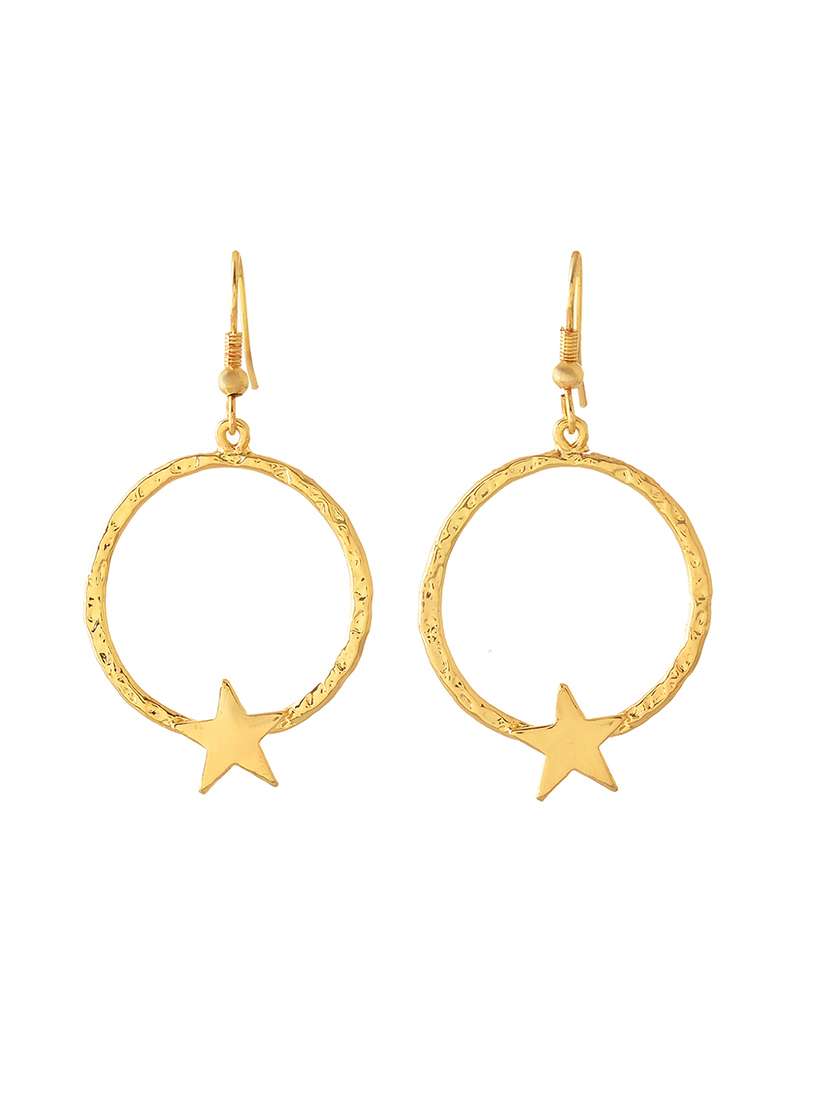 women gold metal drop earrings - 21720269 -  Standard Image - 1