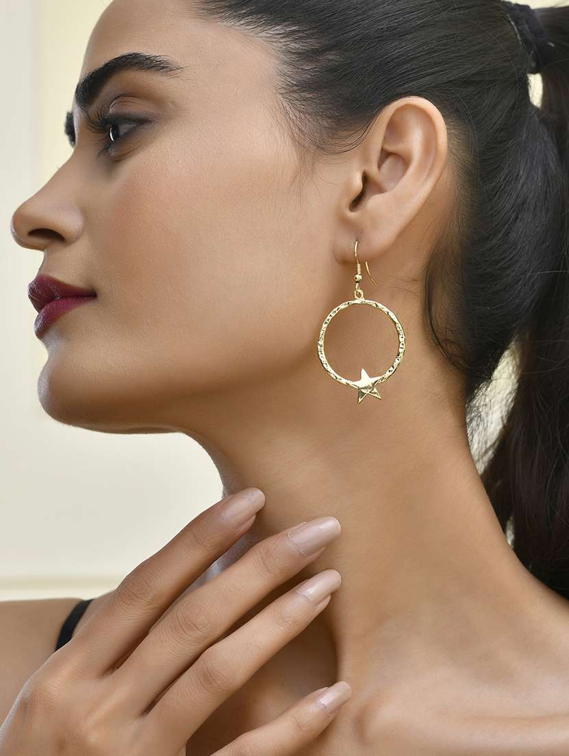 women gold metal drop earrings - 21720269 -  Standard Image - 4