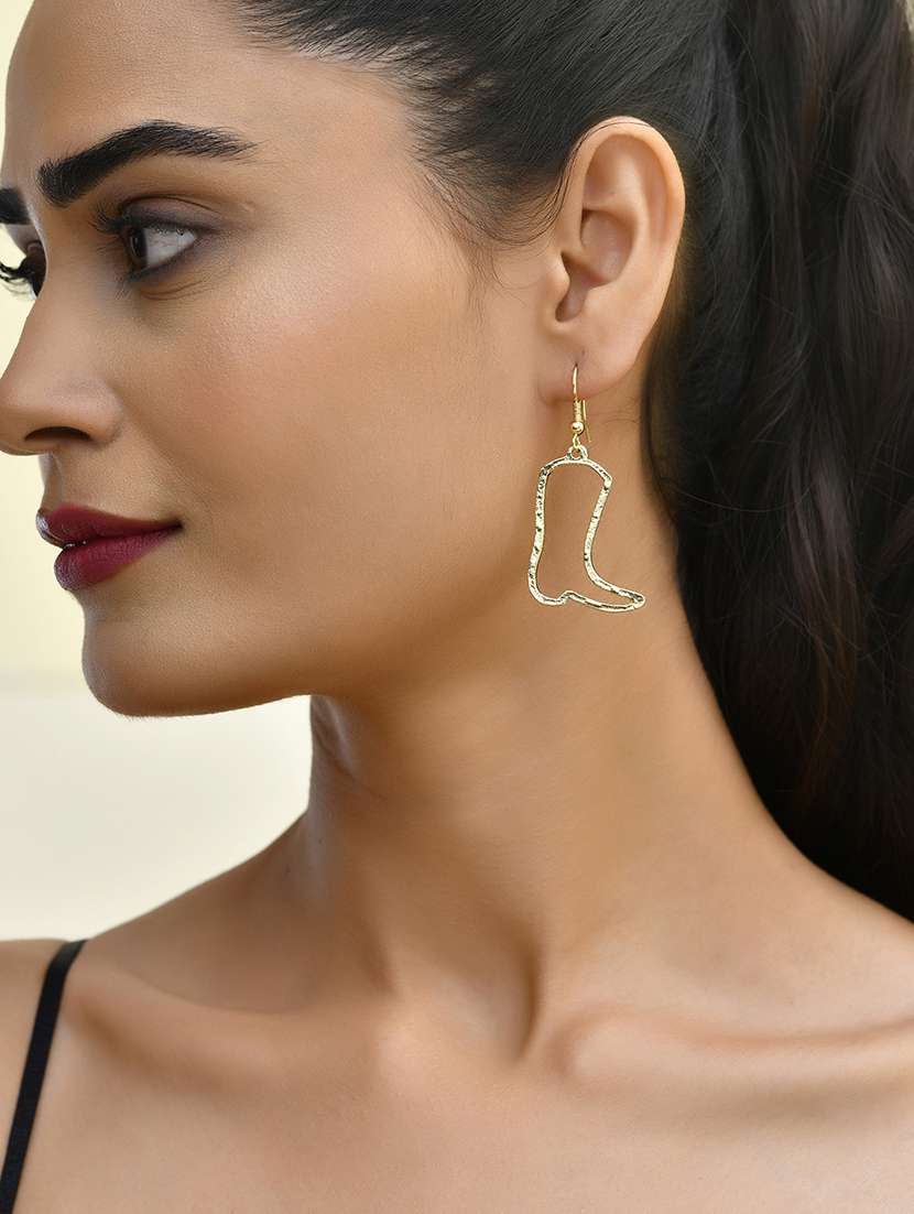 women gold metal drop earrings - 21720273 - Standard Image - 4
