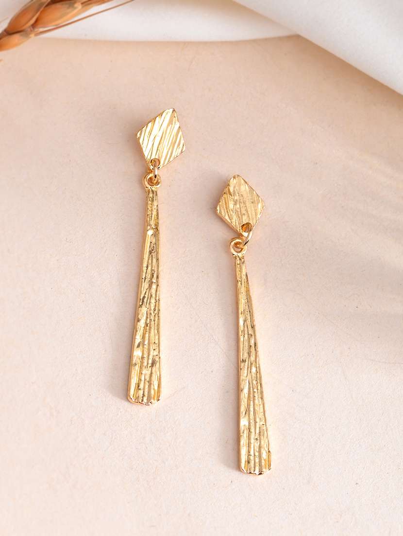 women gold metal drop earrings