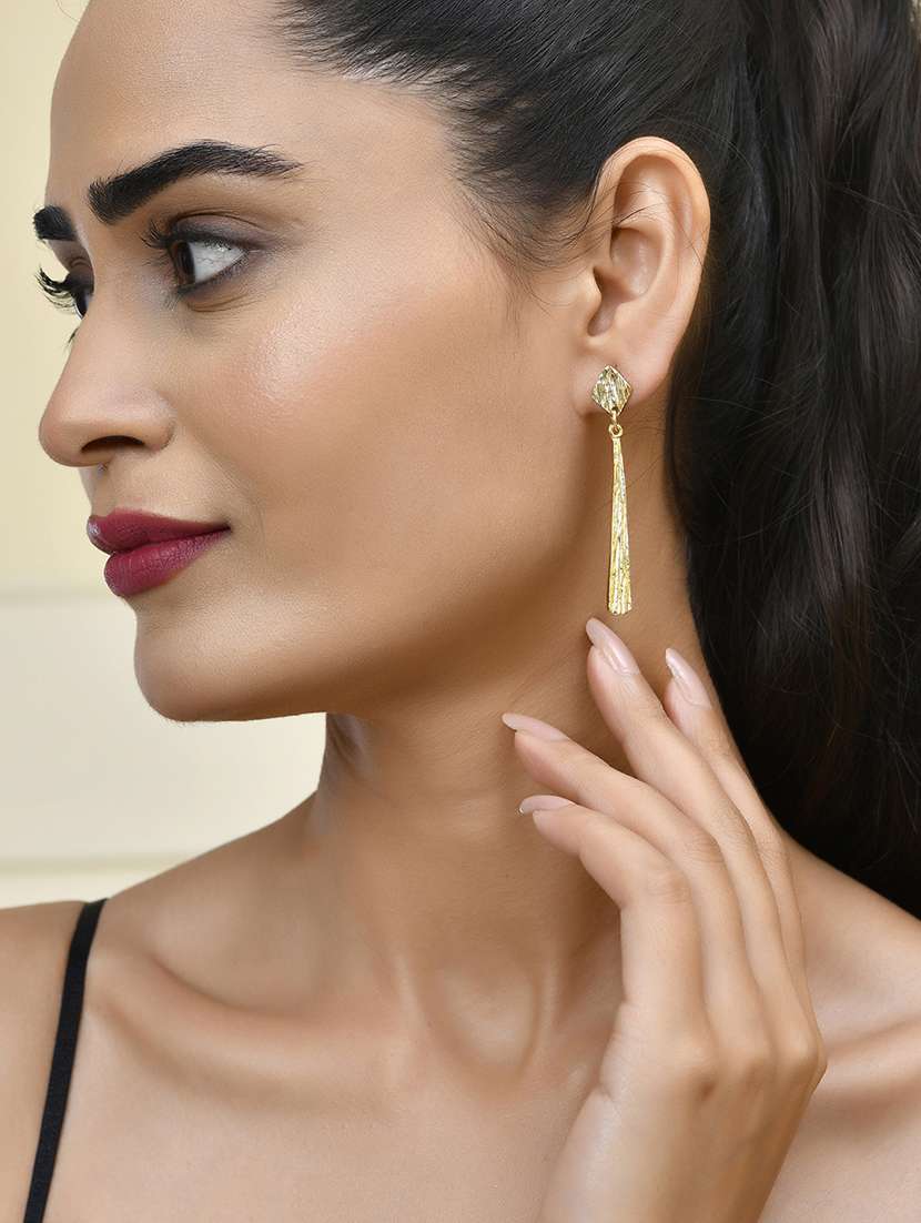 women gold metal drop earrings - 21720276 -  Standard Image - 4