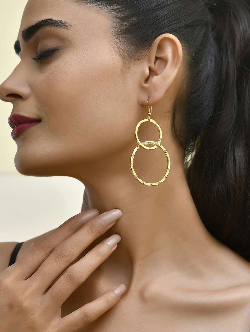 women gold metal drop earrings - 21720282 - Standard Image - 4