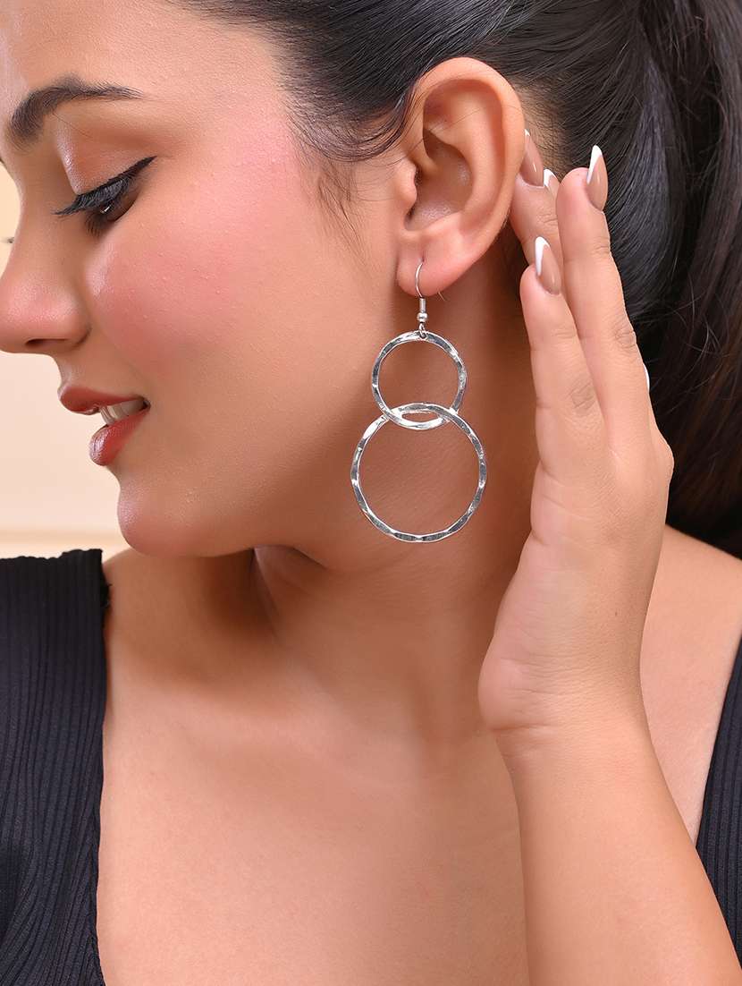 women silver metal drop earrings - 21720283 - Standard Image - 4