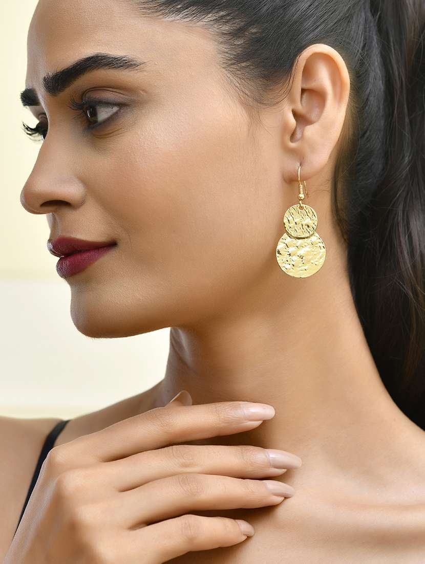 women gold metal drop earrings - 21720284 -  Standard Image - 4