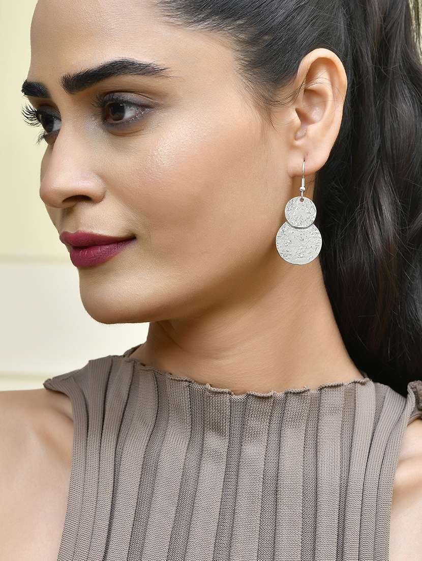 women silver metal drop earrings - 21720285 -  Standard Image - 4