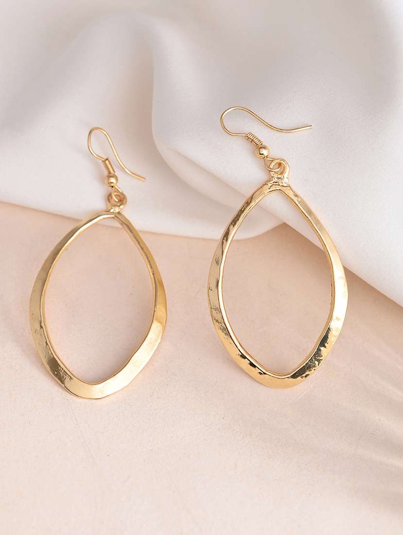 women gold metal drop earrings