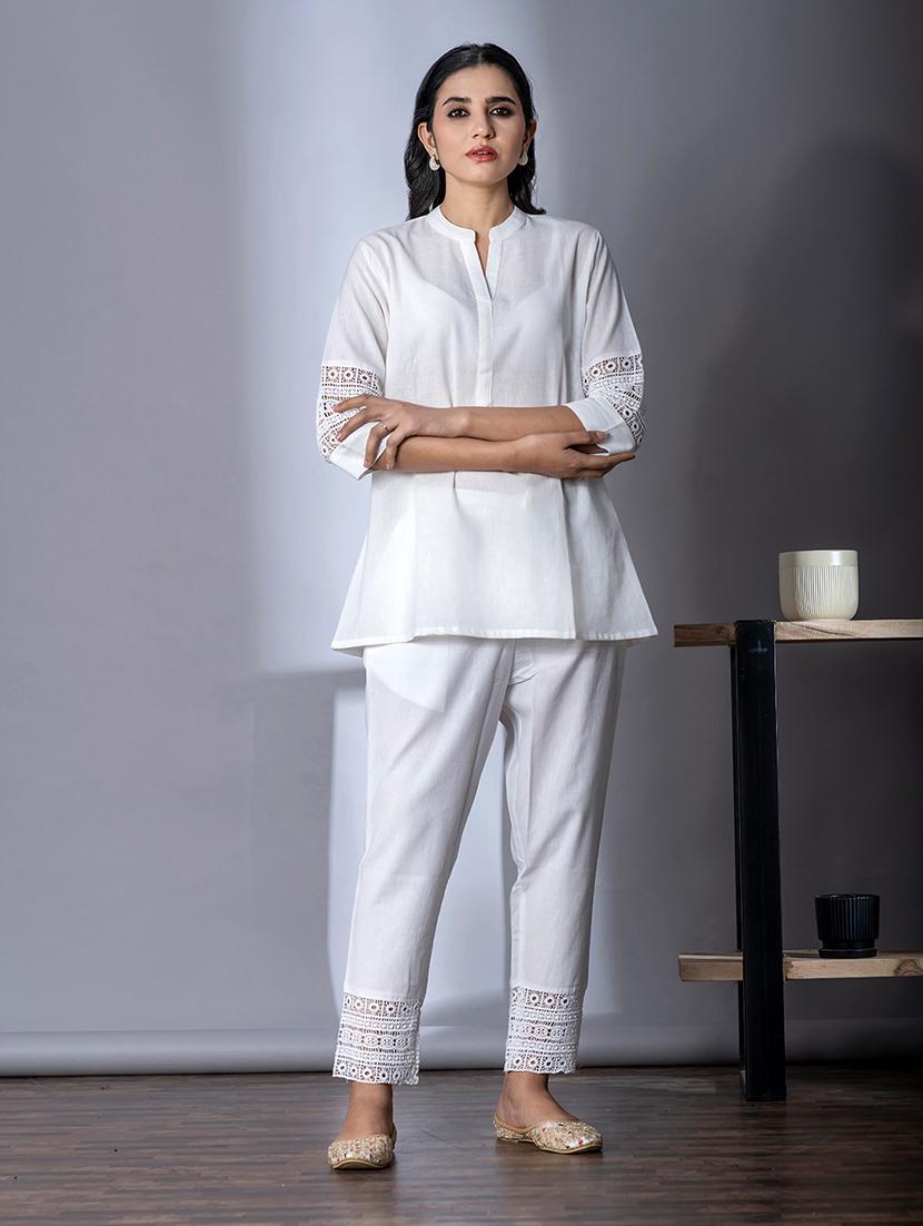 women white solid three quarter sleeve co-ords set - 21720289 - Standard Image - 1