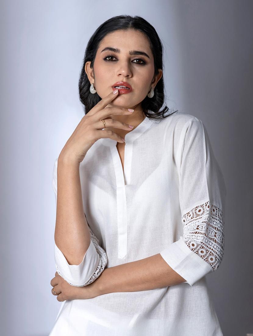 women white solid three quarter sleeve co-ords set - 21720289 - Standard Image - 4