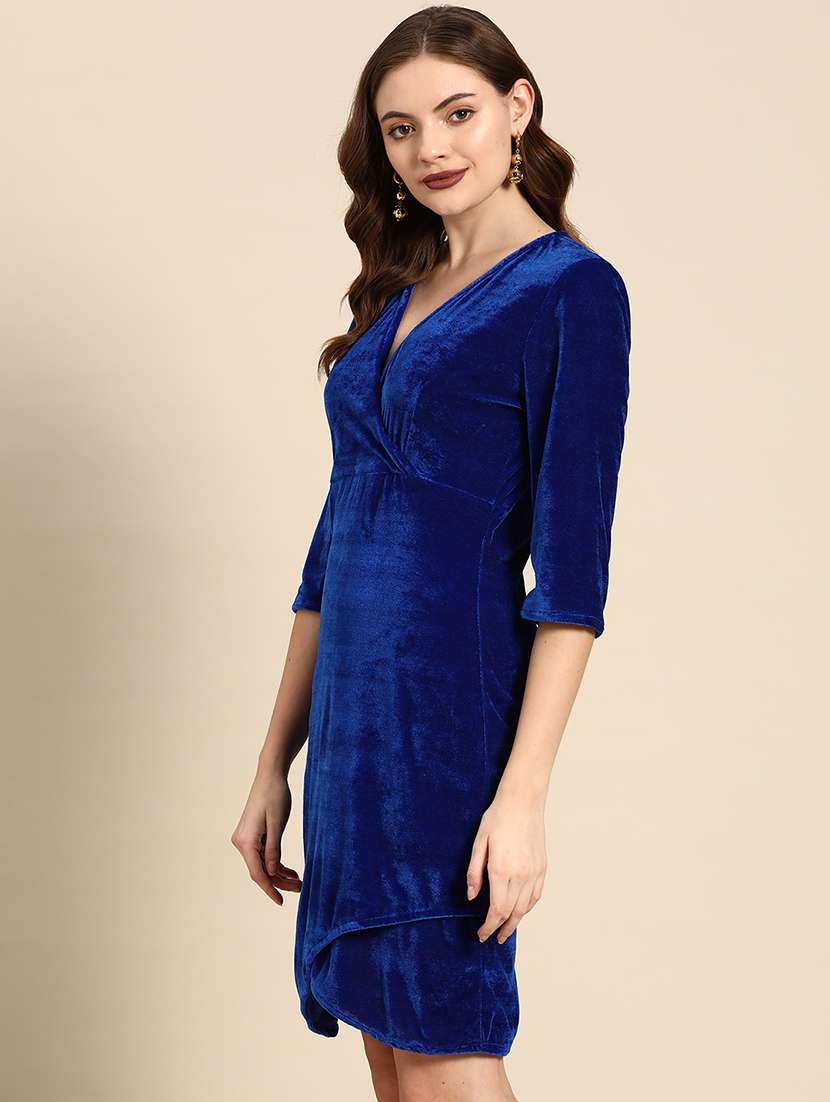 women solid overlap neck sheath dress - 21720314 -  Standard Image - 1