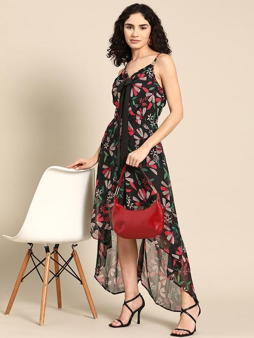 women floral print shoulder strap high low dress - 21720315 -  Standard Image - 0