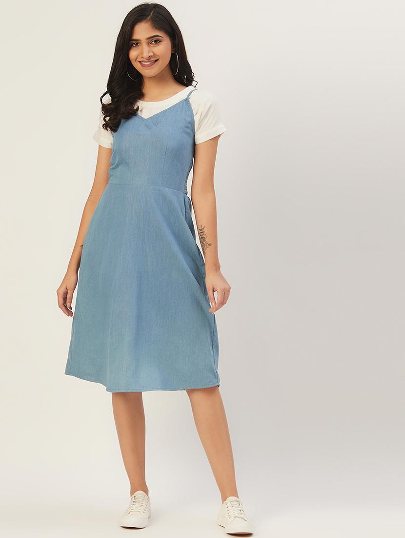 women solid shoulder strap a-line dress - 21720318 - Zoom Image - 0