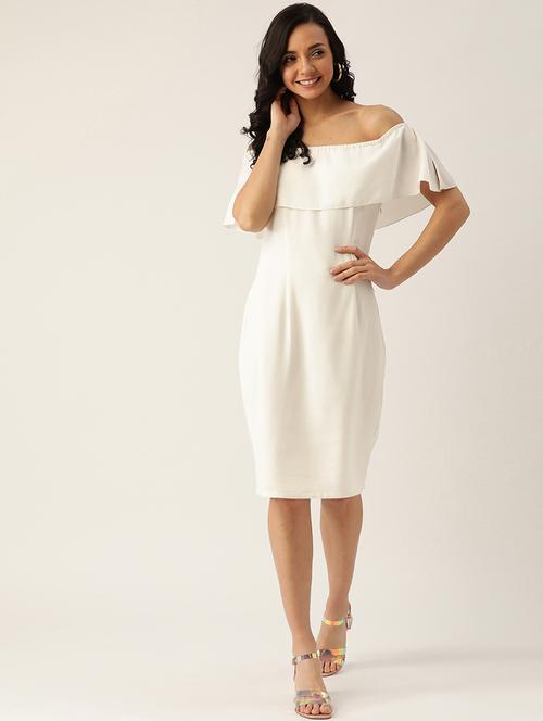 women solid off shoulder a-line dress - 21720321 -  Standard Image - 0