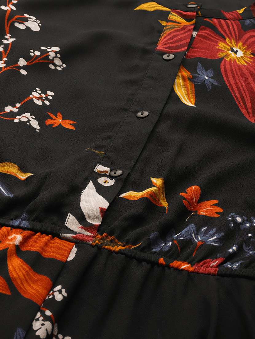 women floral print puff sleeves asymmmetric dress - 21720323 -  Standard Image - 4