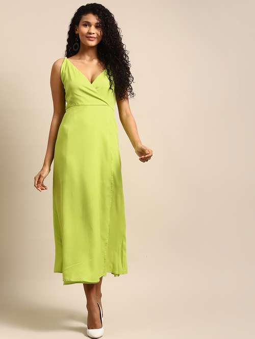 women solid shoulder strap a-line dress - 21720333 -  Standard Image - 0