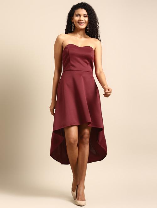 women solid high low tube dress - 21720339 -  Standard Image - 0
