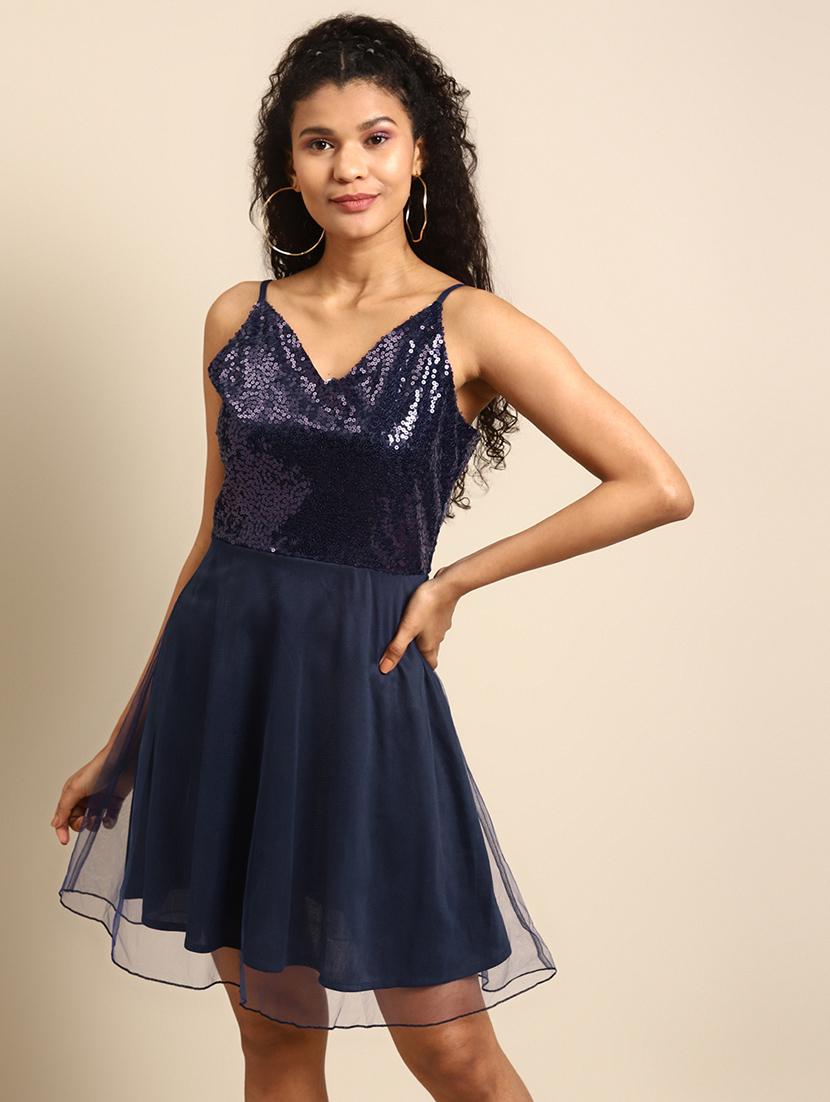 women embellished shoulder strap a-line dress - 21720342 -  Standard Image - 1
