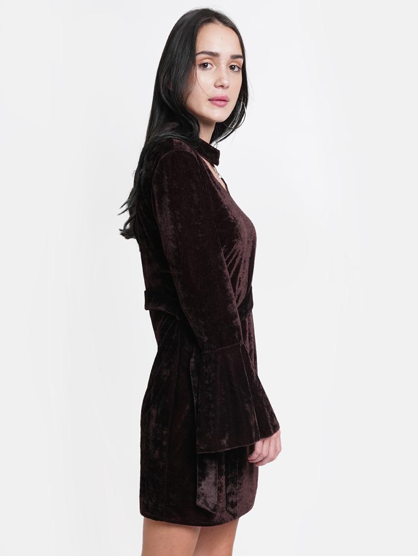 brown solid sheath dress - 21720381 -  Standard Image - 1