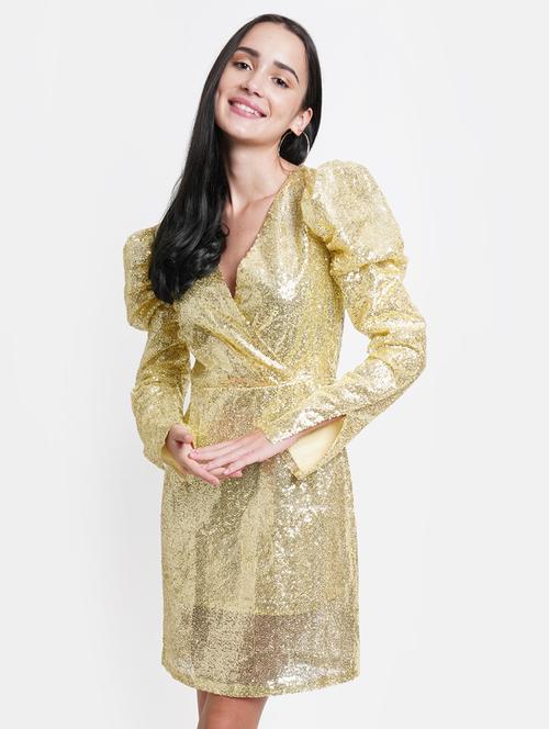 women overlap neck sequined sheath dress - 21720387 - Standard Image - 0