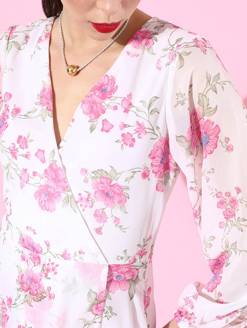 women floral print high slit dress - 21720391 - Standard Image - 4