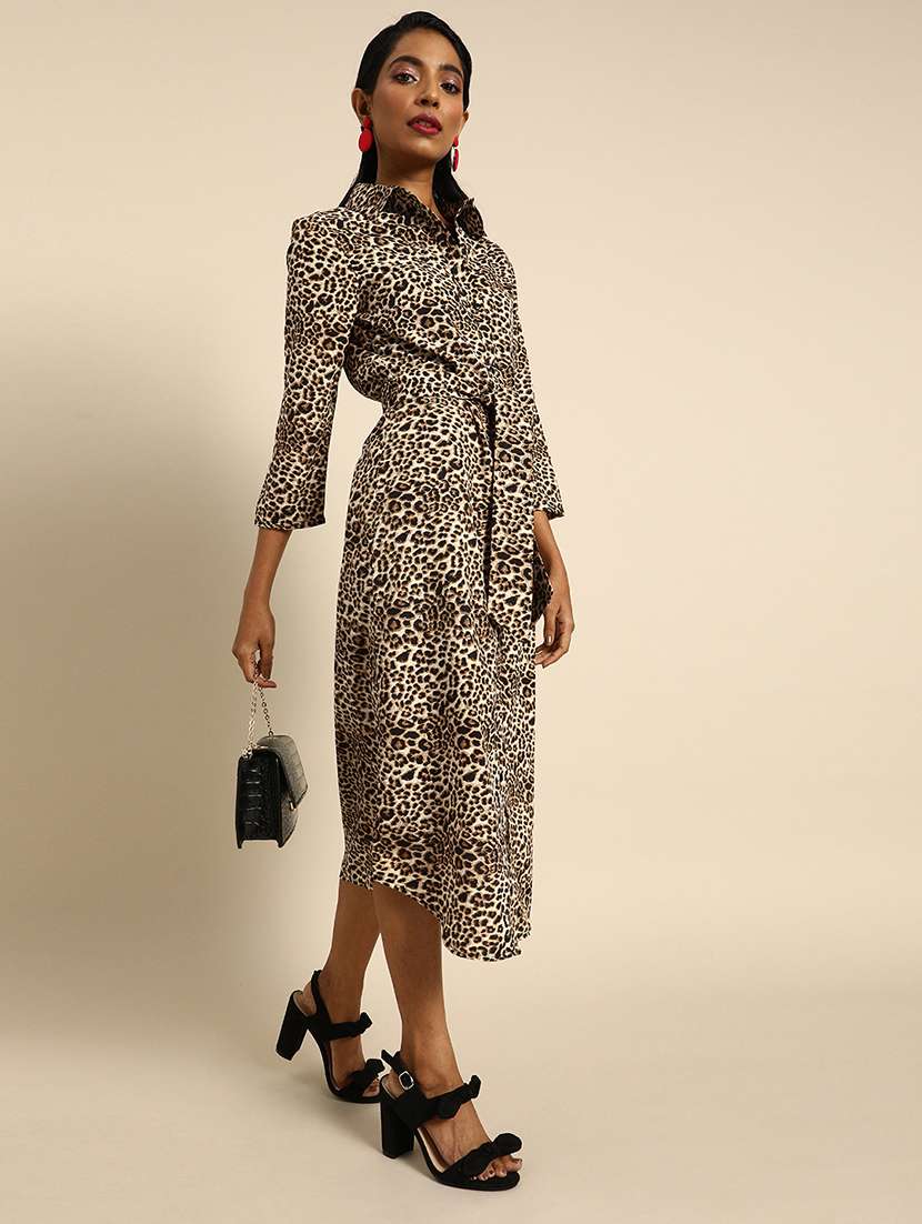 women animal print a-line dress