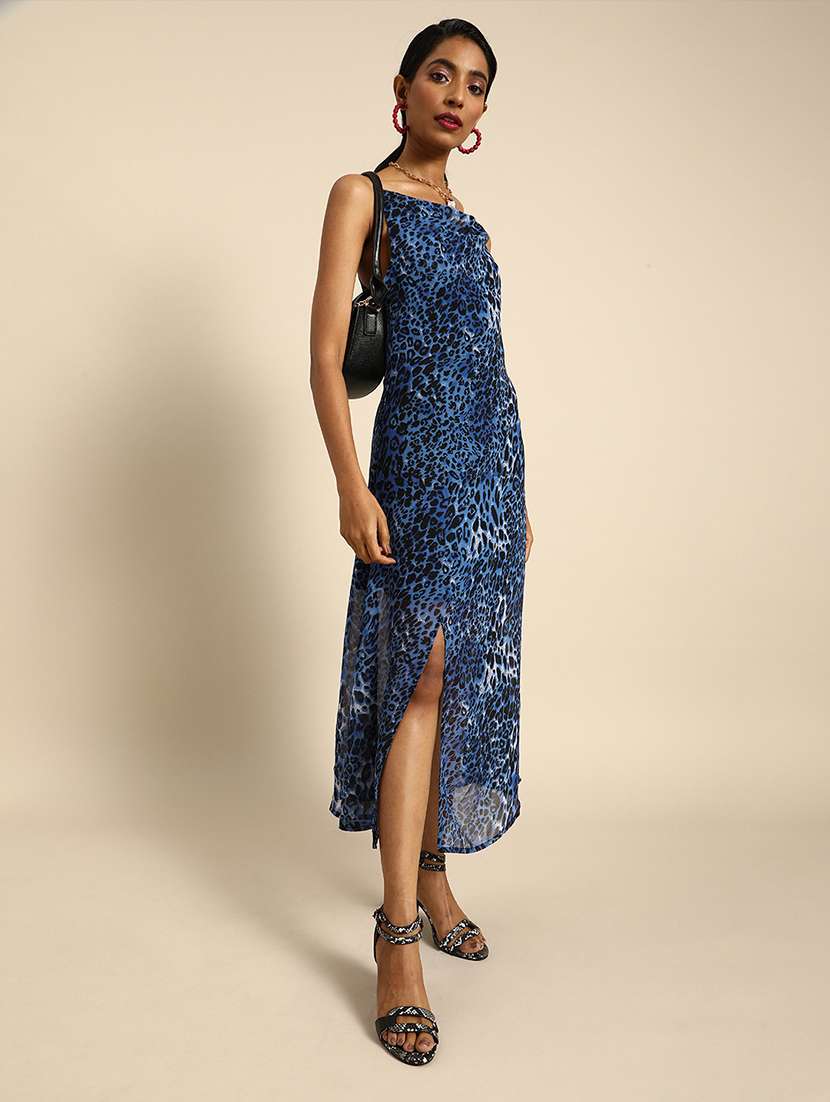 women shoulder strap animal printed a-line dress - 21720402 -  Standard Image - 1