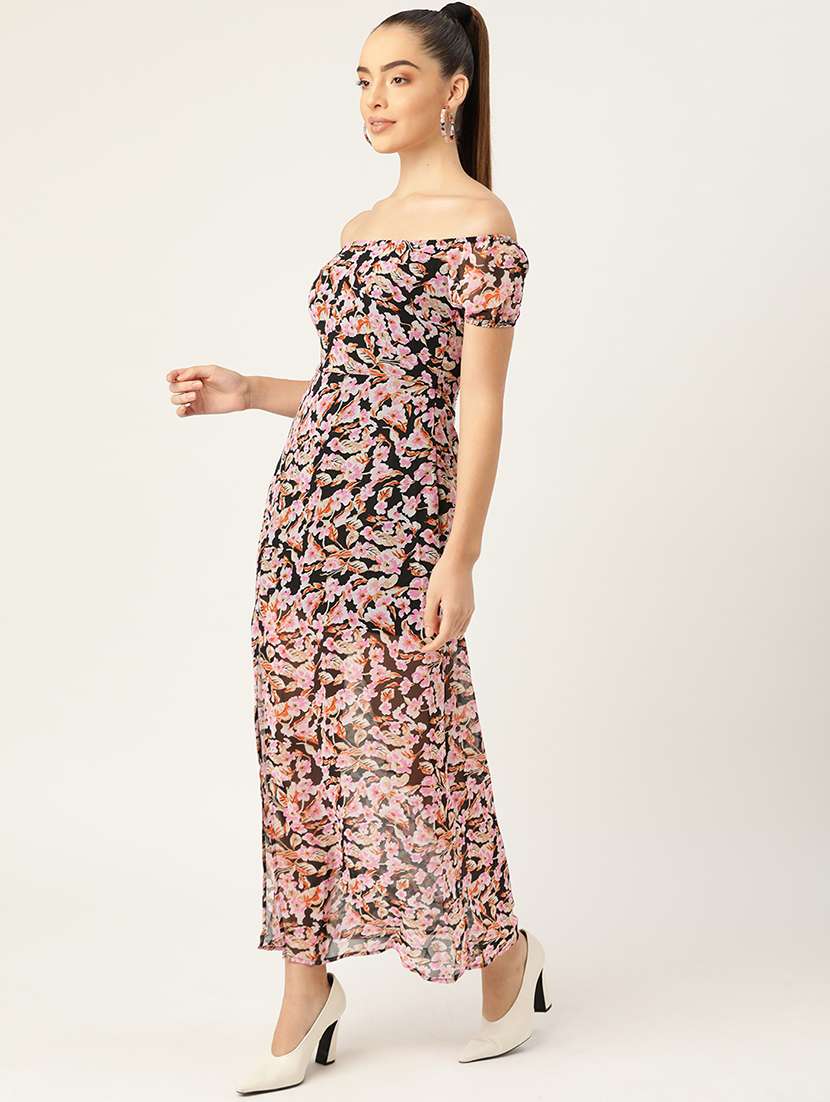 women printed off shoulder dress - 21720407 -  Standard Image - 1