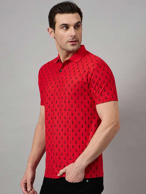 men printed short sleeve polo t-shirt - 21720422 - Standard Image - 0