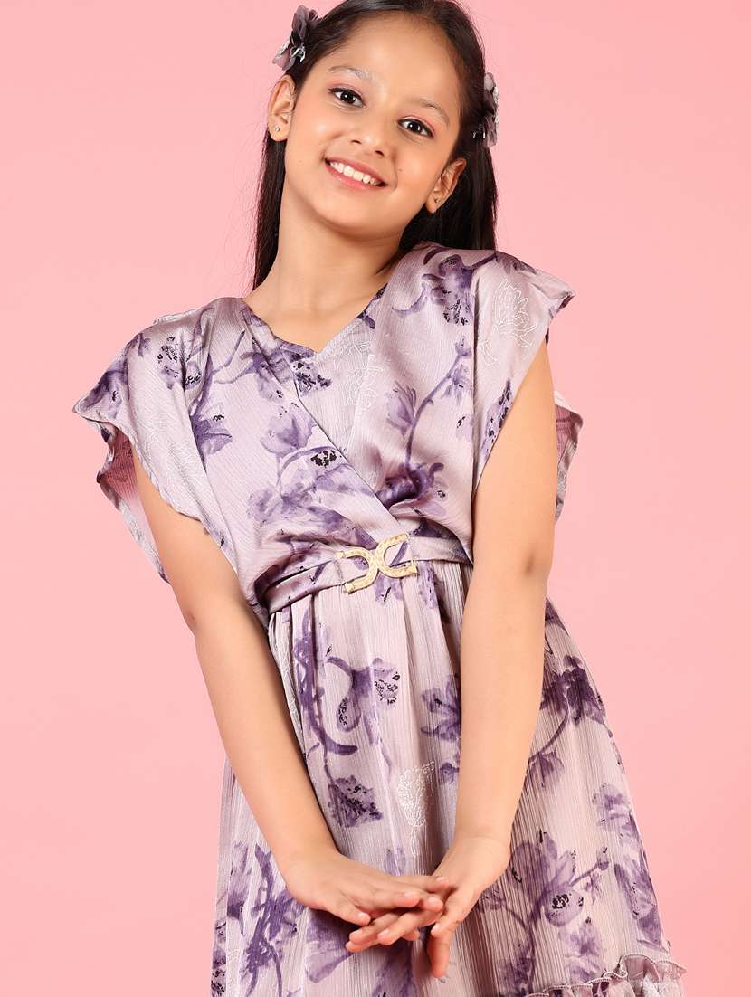 girls floral printed short sleeves tiered dress - 21720439 -  Standard Image - 4