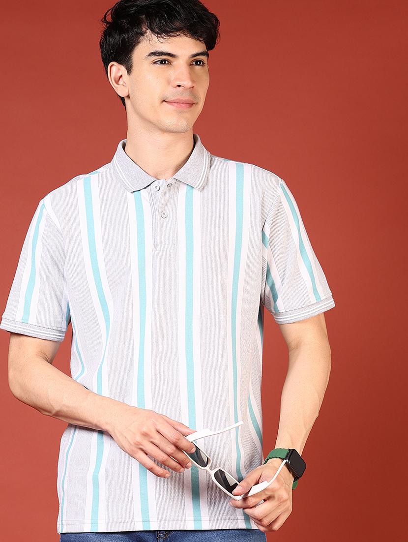 men striped short sleeve regular fit polo t-shirt - 21720449 - Standard Image - 1