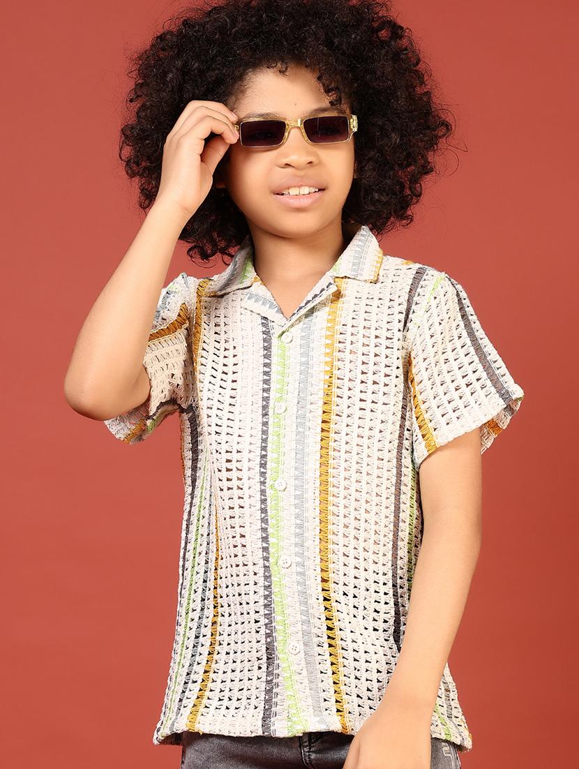 boys self designed cuban collaerd shirt