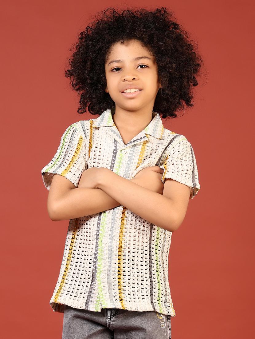 boys self designed cuban collaerd shirt - 21720478 - Standard Image - 1