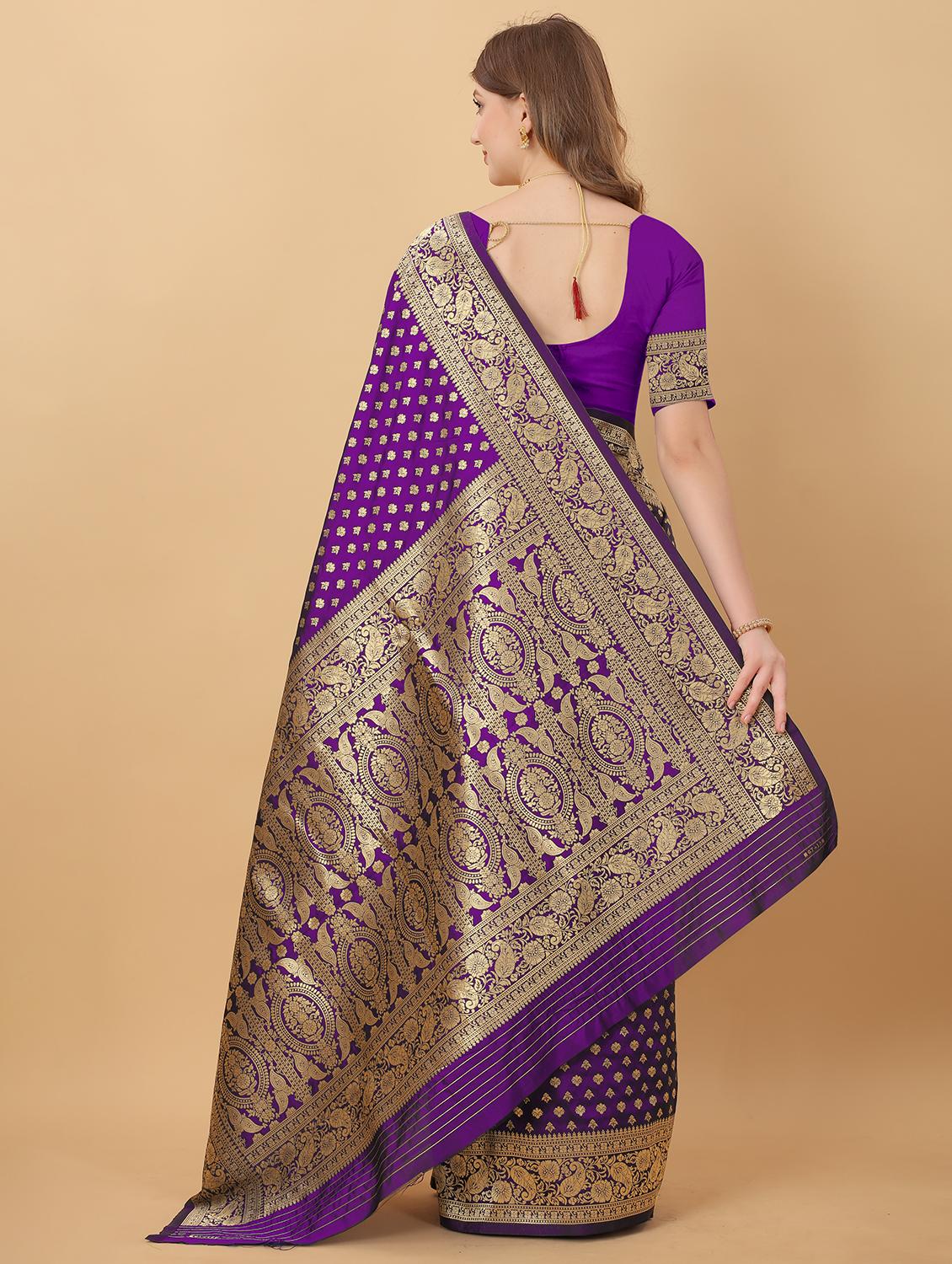 purple silk kanjivaram saree with blouse - 21720676 - Standard Image - 1