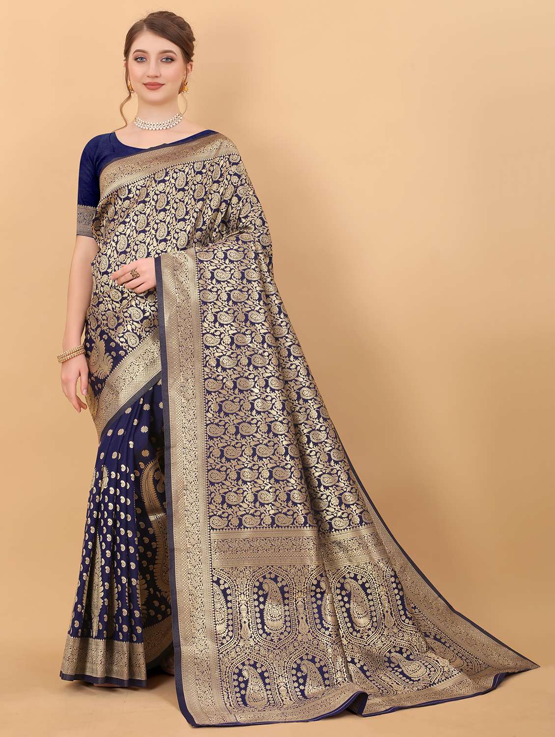women self design zari work kanjivaram saree with blouse - 21720678 - Standard Image - 1