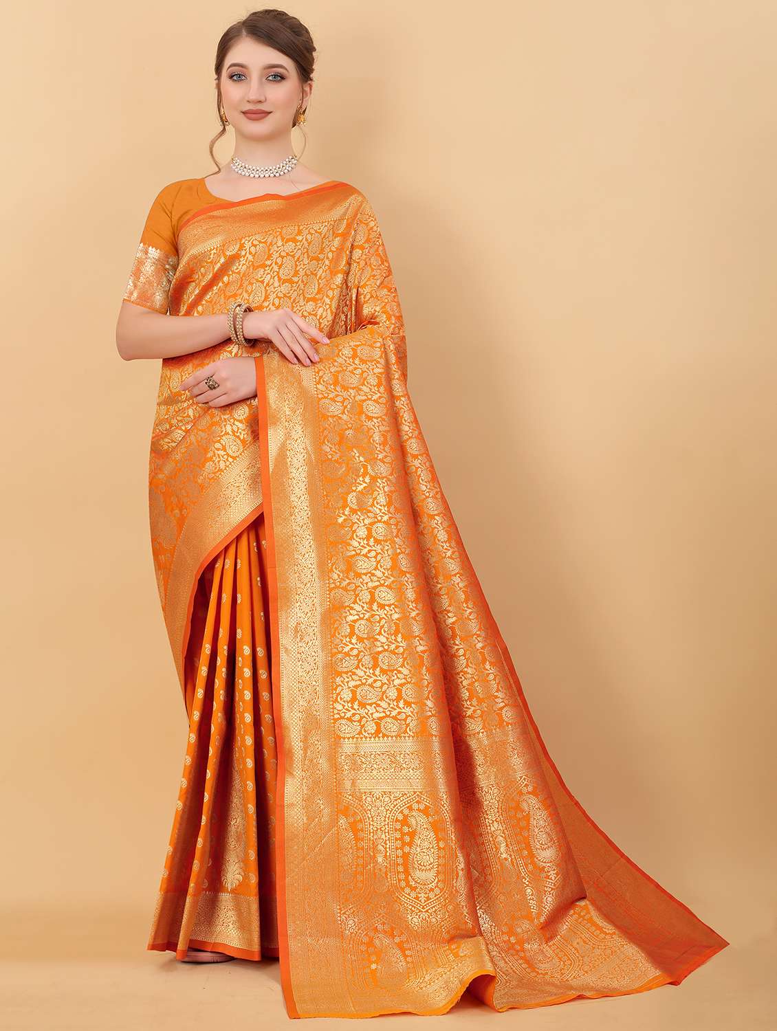 women self design zari work kanjivaram saree with blouse - 21720679 -  Standard Image - 1