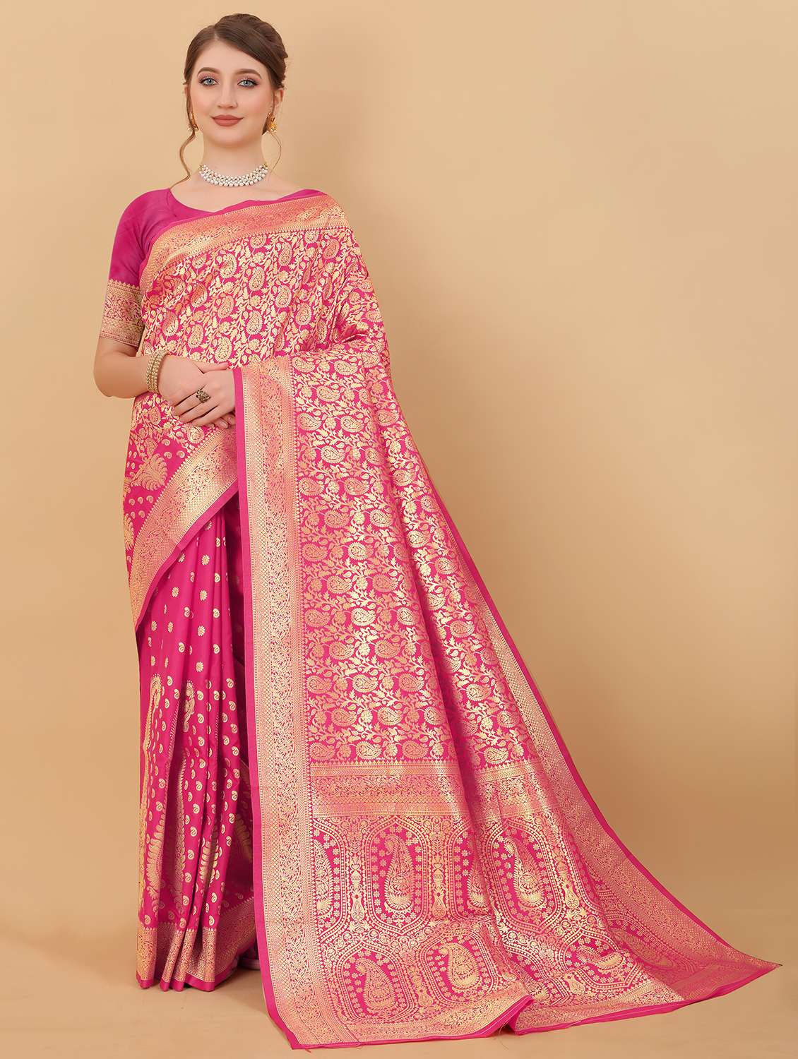 women self design zari work kanjivaram saree with blouse - 21720680 - Standard Image - 1