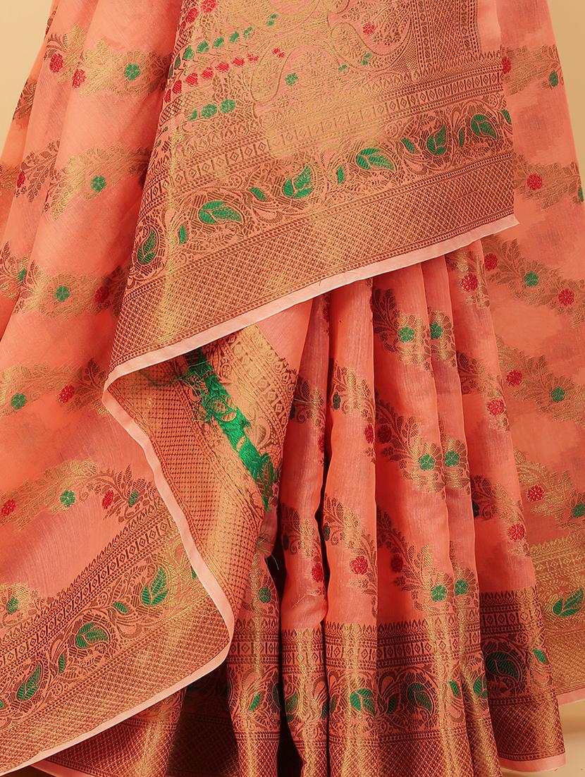 orange silk kanjivaram saree with blouse - 21720694 - Standard Image - 1