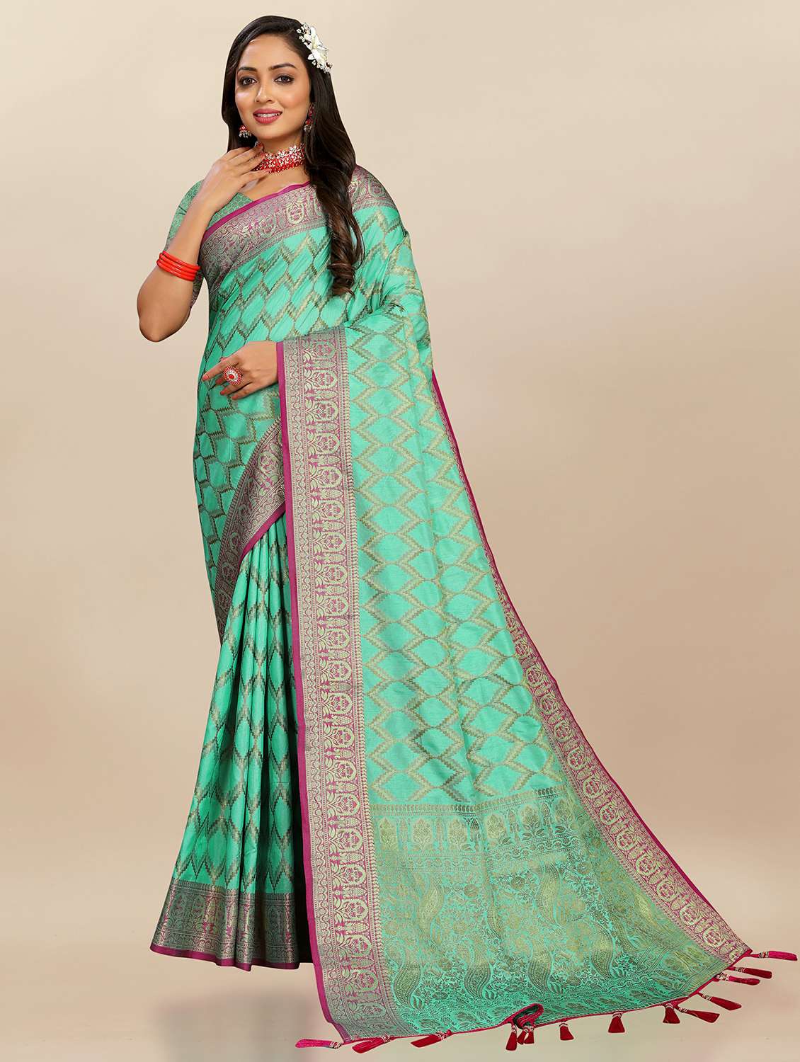 women self design banarasi saree with blouse - 21720792 -  Standard Image - 1
