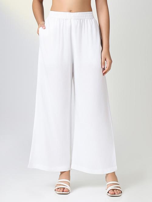 women solid mid rise palazzo - 21720820 - Standard Image - 0