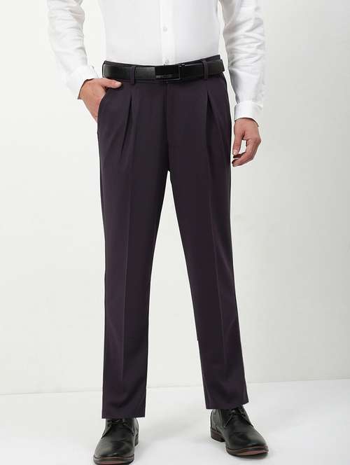men mid rise solid pleated formal trouser - 21720892 -  Standard Image - 0