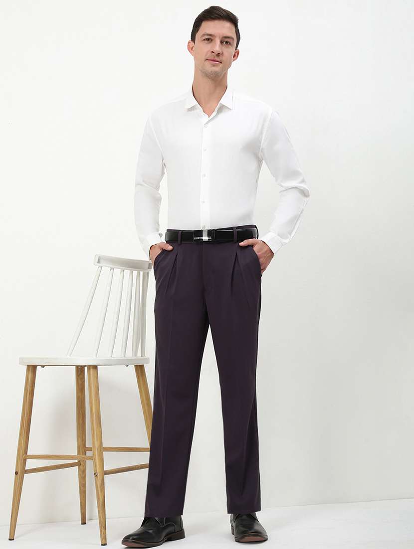 men mid rise solid pleated formal trouser - 21720892 -  Standard Image - 4