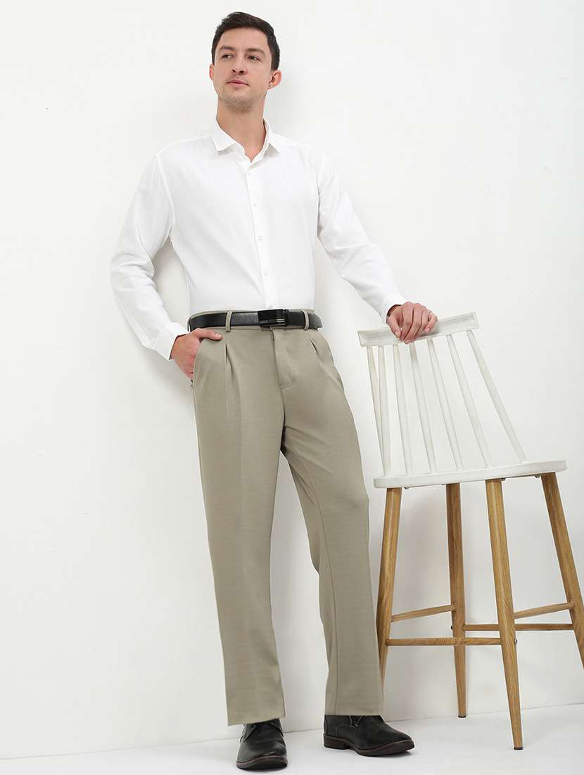 men mid rise solid pleated formal trouser - 21720894 - Standard Image - 4