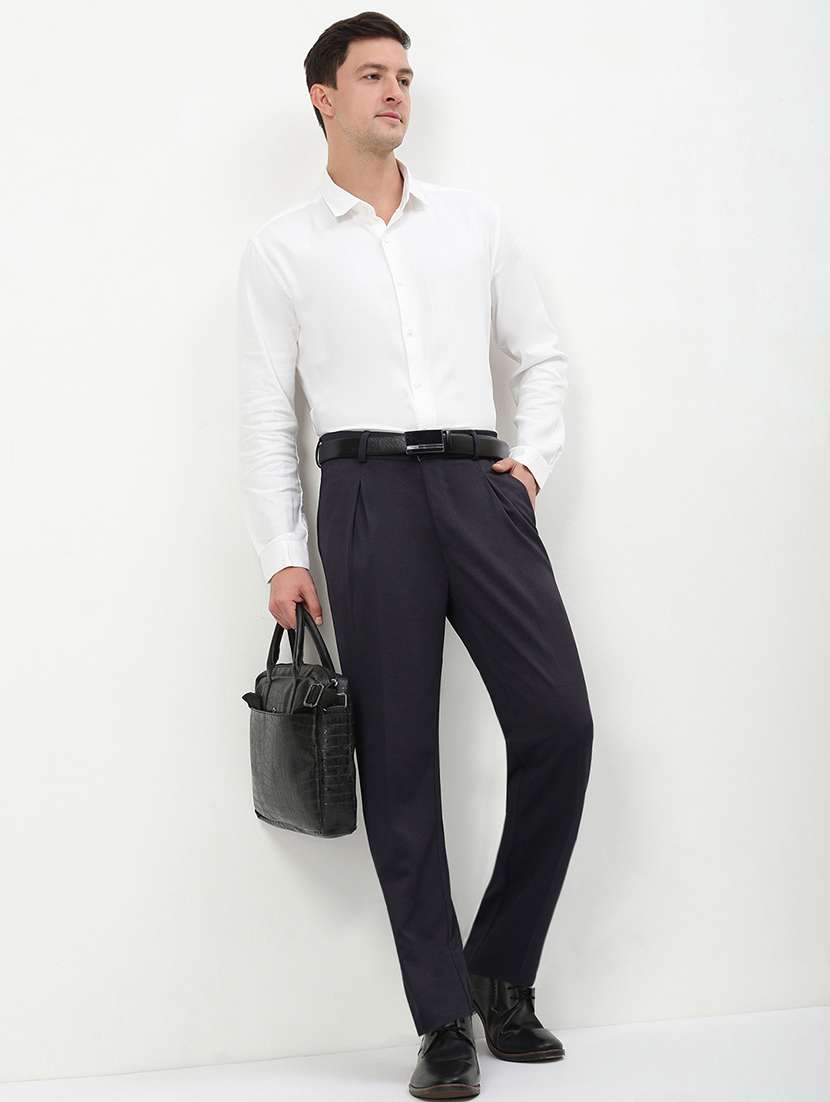 men mid rise solid pleated formal trouser - 21720896 -  Standard Image - 4