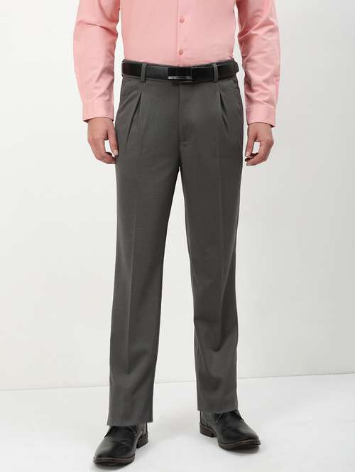 men mid rise solid pleated formal trouser - 21720897 -  Standard Image - 0