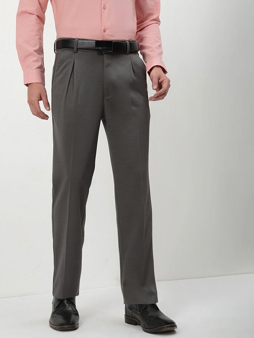 men mid rise solid pleated formal trouser - 21720897 -  Standard Image - 1