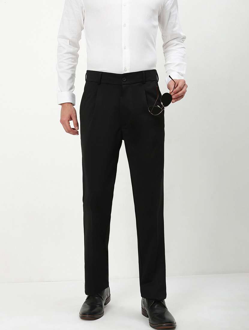 men mid rise solid pleated formal trouser - 21720898 -  Standard Image - 1