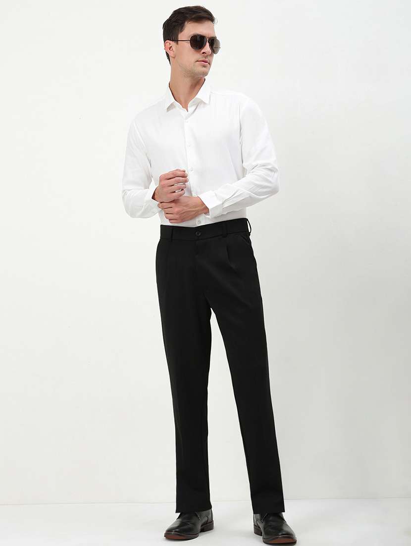 men mid rise solid pleated formal trouser - 21720898 -  Standard Image - 4