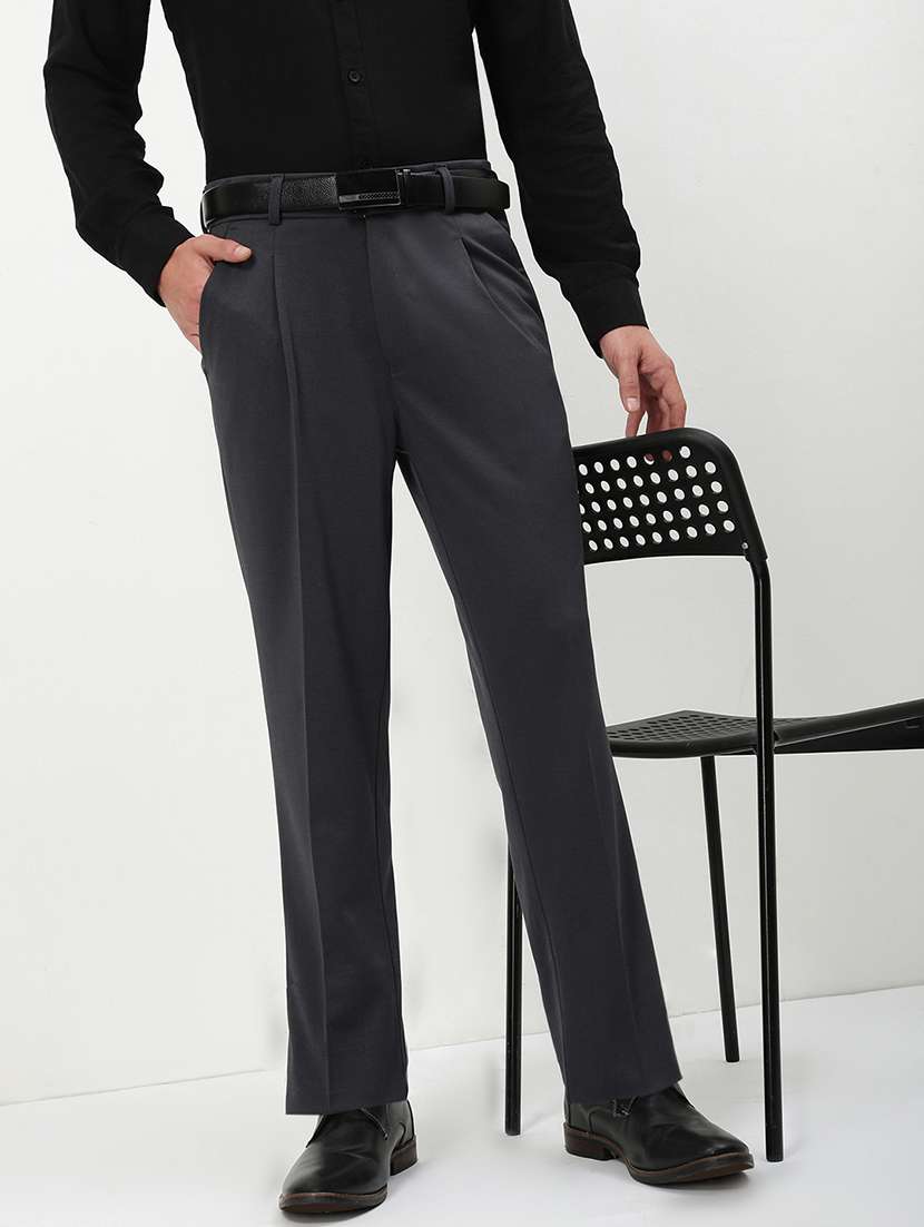 men mid rise solid pleated formal trouser - 21720899 -  Standard Image - 1